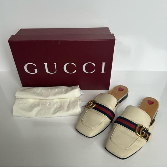 Gucci Peyton White GG Mules size 38 - Picture 1 of 12